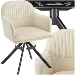 Chaise pivotante en velours rembourrée  crème/noir