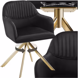 Chaise pivotante en velours rembourrée  noir/or