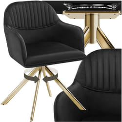 Chaise pivotante en velours rembourrée  noir/or