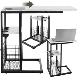 Table d'appoint pour ordinateur portable avec station de charge intégrée avec port usb et ac et plateau de table coulissant 50 - 73 x 30 x 61,5 cm