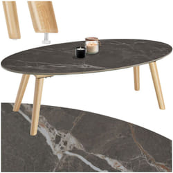 Table basse ovale Acerra, effet marbre 100x50x34,5 cm -