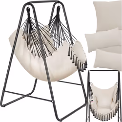 Fauteuil suspendu 3 coussins extra épais  beige