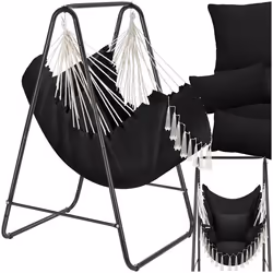Fauteuil suspendu 3 coussins extra épais noir