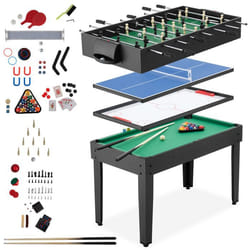 Table de jeu - TECTAKE - Table multifonction SirGameALot en MDF résistant 15-en-1 avec accessoires - 125 x 123 x 83 cm