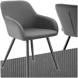Chaise de salle à manger rembourrée en velours côtelé  gris/noir