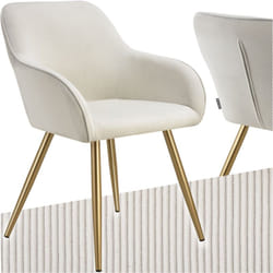 Tectake - Chaise élégante aspect corde avec forme ergonomique crème/doré