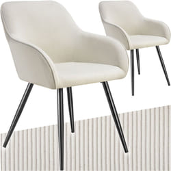Lot 2 chaises élégantes aspect corde avec forme ergonomique crème/noir