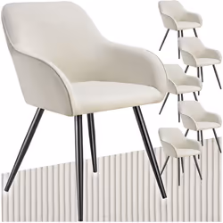 Chaise de salle à manger rembourrée en velours côtelé Lot de 6 crème/noir
