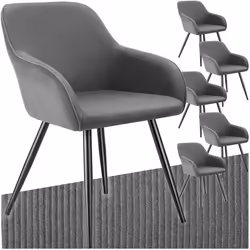 Chaise de salle à manger rembourrée en velours côtelé Lot de 6 gris/noir