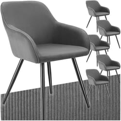 Chaise de salle à manger rembourrée en velours côtelé Lot de 6 gris/noir
