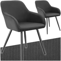Chaise de salle à manger rembourrée en velours côtelé Lot de 2 anthracite-noir