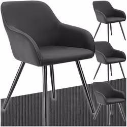 Chaise de salle à manger rembourrée en velours côtelé Lot de 4 anthracite-noir