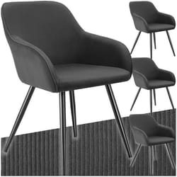 Chaise de salle à manger rembourrée en velours côtelé Lot de 4 anthracite-noir