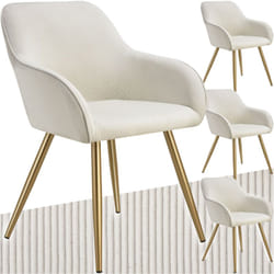 Lot 4 chaises élégantes aspect corde forme ergonomique crème/doré