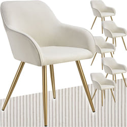 Lot 6 chaises élégantes aspect corde forme ergonomique crème/doré