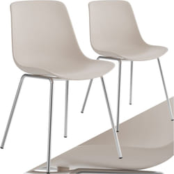 Chaises en plastique grande coupe en plastique Lot de 2 taupe/gris chrome