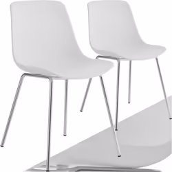 Chaises en plastique grande coupe en plastique Lot de 2 blanc/gris chrome