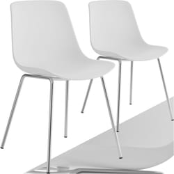 Chaises en plastique grande coupe en plastique Lot de 2 blanc/gris chrome