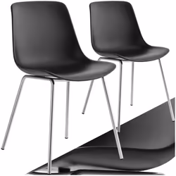 Chaises en plastique grande coupe en plastique Lot de 2 noir/gris chrome