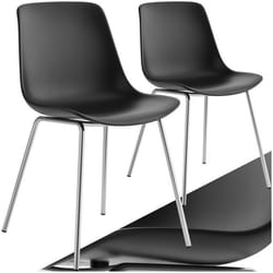 Chaises en plastique grande coupe en plastique Lot de 2 noir/gris chrome