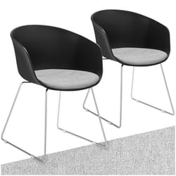 Chaises avec accoudoirs en plastique assise en plastique rembourrée Lot de 2 noir/gris chrome