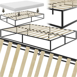 Tectake - Cadre de lit design intemporel, cadre plateforme avec espace de rangement sous le lit Capacité de charge de 250 kg, doux pour le sol,