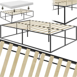 Tectake - Cadre de lit design intemporel, cadre plateforme avec espace de rangement sous le lit Capacité de charge de 250 kg, doux pour le sol,
