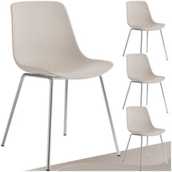 Chaises en plastique grande coupe en plastique Lot de 4 taupe/gris chrome
