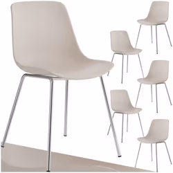 Chaises en plastique grande coupe en plastique Lot de 6 taupe/gris chrome