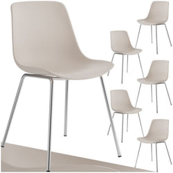 Chaises en plastique grande coupe en plastique Lot de 6 taupe/gris chrome