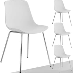 Lot 4 Chaises en plastique forme ergonomique dossier haut blanc/gris