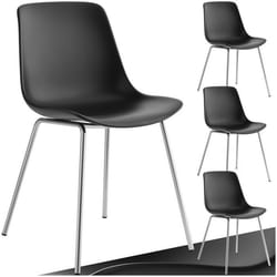 Chaises en plastique grande coupe en plastique Lot de 4 noir/gris chrome