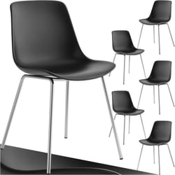 Lot 6 Chaises en plastique forme ergonomique dossier haut noir/gris