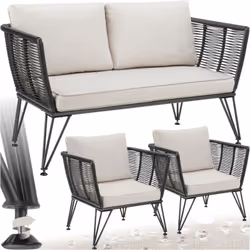 Se détendre en plein air Avec le salon de jardin en résine tressée élégant Sundo de tectake vous apportez à votre terrasse, v ...