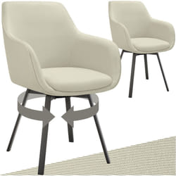 Chaise pivotante à accoudoirs rembourré Lot de 2 grège