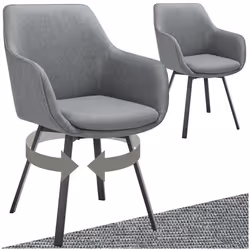 Chaise pivotante à accoudoirs rembourré Lot de 2 gris anthracite