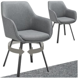 Chaise pivotante à accoudoirs rembourré Lot de 2 gris anthracite