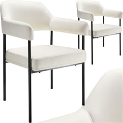 Lot 2 fauteuils rembourrés pieds en acier dossier continu noir/blanc