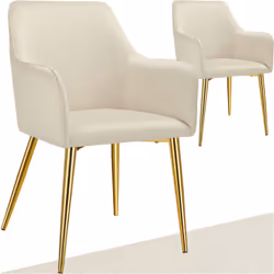 Fauteuil en velours rembourré Lot de 2 beige