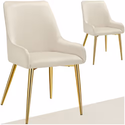 Chaise rembourrée en velours rembourré Lot de 2 beige