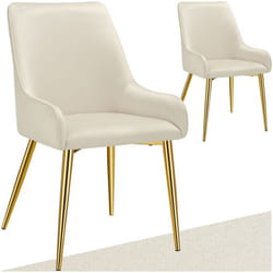 Chaise rembourrée en velours rembourré Lot de 2 beige