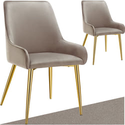 Lot 2 chaises rembourrées aspect velours forme ergonomique taupe