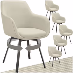 Chaise pivotante à accoudoirs rembourré Lot de 6 grège