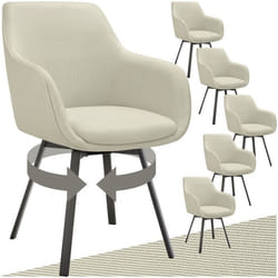 Chaise pivotante à accoudoirs rembourré Lot de 6 grège