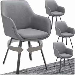 Chaise pivotante à accoudoirs rembourré Lot de 4 gris anthracite