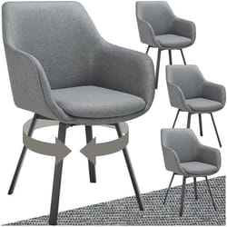 Chaise pivotante à accoudoirs rembourré Lot de 4 gris anthracite