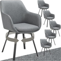 Lot 6 Fauteuils pivotants rembourrés avec accoudoirs et dossier gris