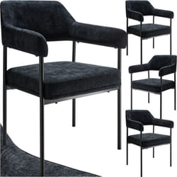 Fauteuil doé rembourré avec pieds en acier Lot 4 fauteuils rembourrés et dossier continu noir -