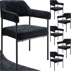 Fauteuil doé rembourré avec pieds en acier Lot 6 fauteuils rembourrés et dossier continu noir -