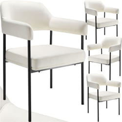 Lot 4 fauteuils rembourrés pieds en acier dossier continu noir/blanc